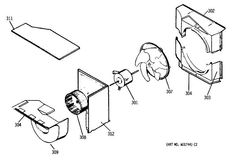 Section Diagram and Parts List for AEM18DBV1  General Electric Air Conditioner