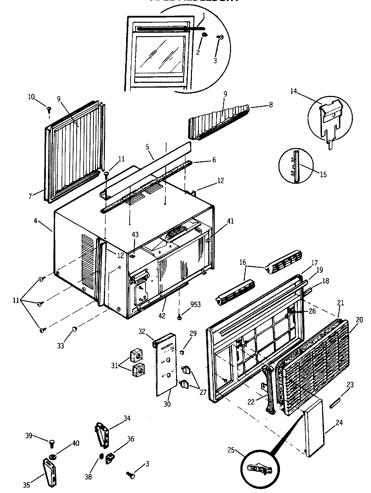 Section Diagram and Parts List for AED22DBR1  General Electric Air Conditioner