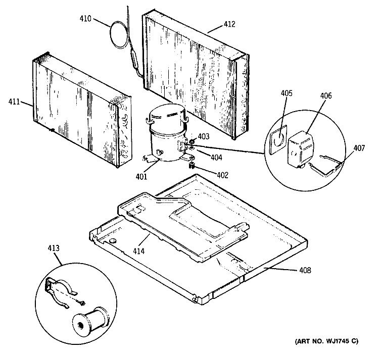 Section Diagram and Parts List for AED22DBR1  General Electric Air Conditioner