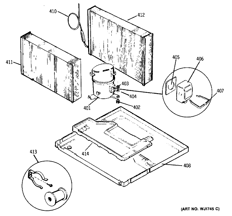 Section Diagram and Parts List for AEP23DAR1  General Electric Air Conditioner