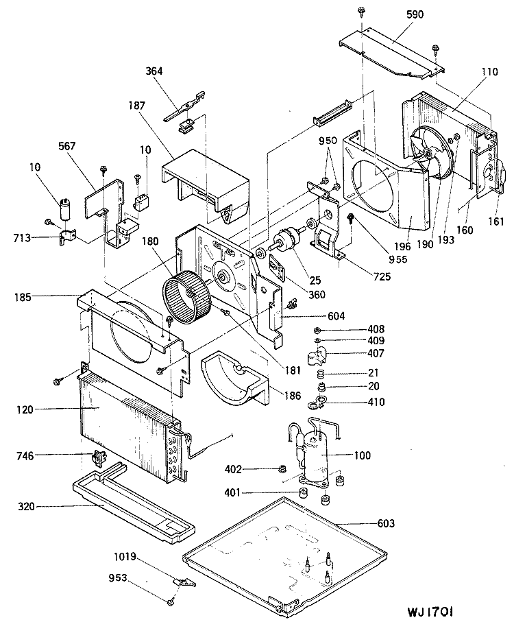 Section Diagram and Parts List for AMV06LAM2  General Electric Air Conditioner