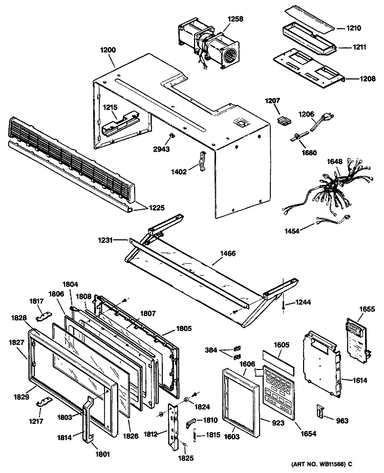 Section Diagram and Parts List for JVM172K02  General Electric Microwave