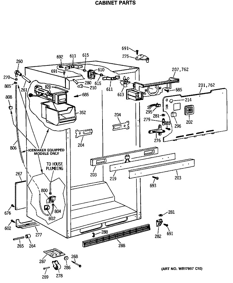 CABINET PARTS Diagram and Parts List for TBX24JASKRWH  General Electric Refrigerator