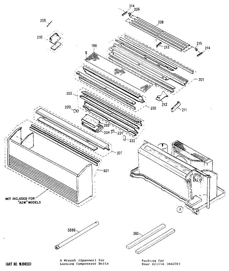 Section Diagram and Parts List for AZC206EDV6  General Electric Air Conditioner