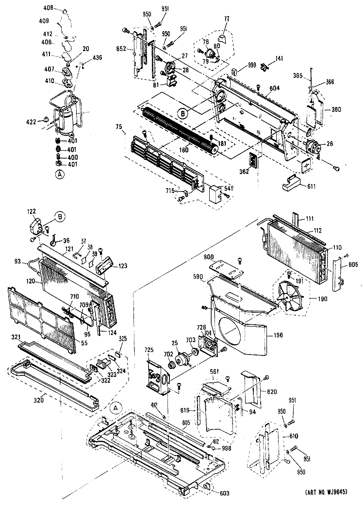 Section Diagram and Parts List for AZC206EDV6  General Electric Air Conditioner