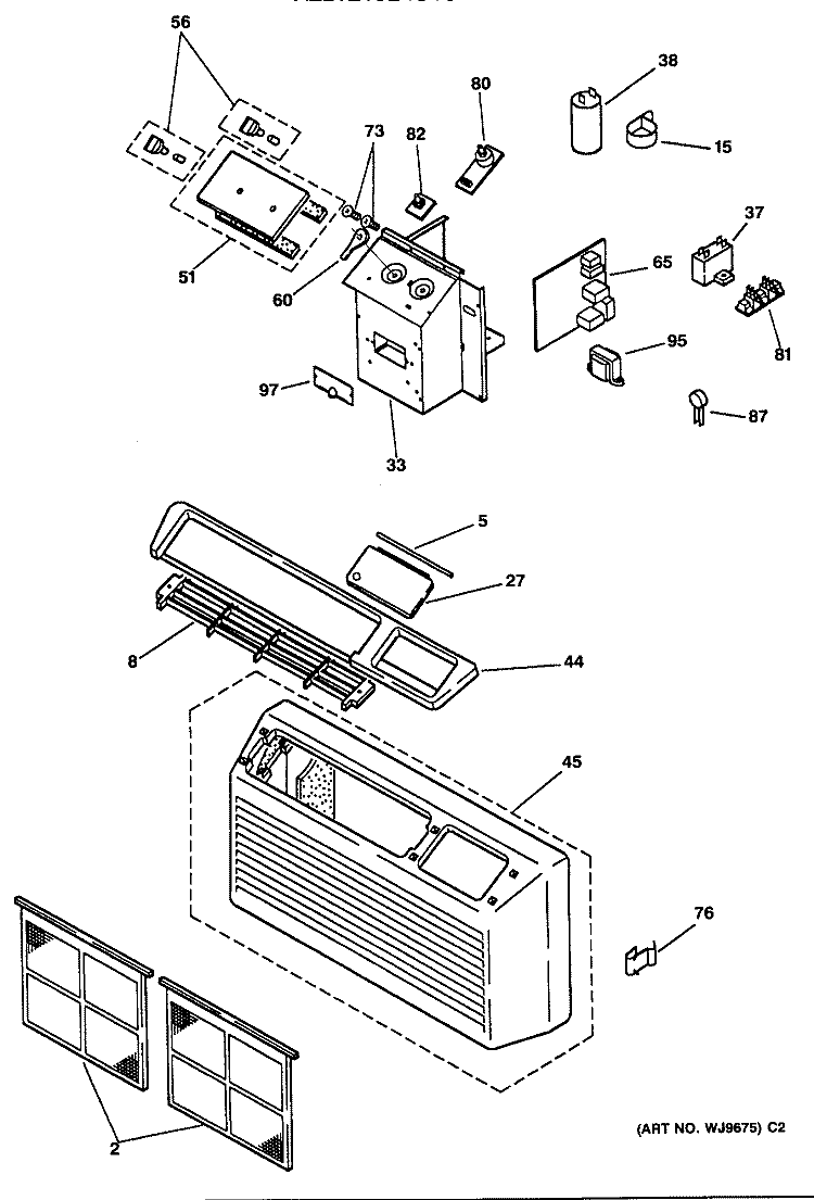 Section Diagram and Parts List for AZ21E06E4CV3  General Electric Air Conditioner