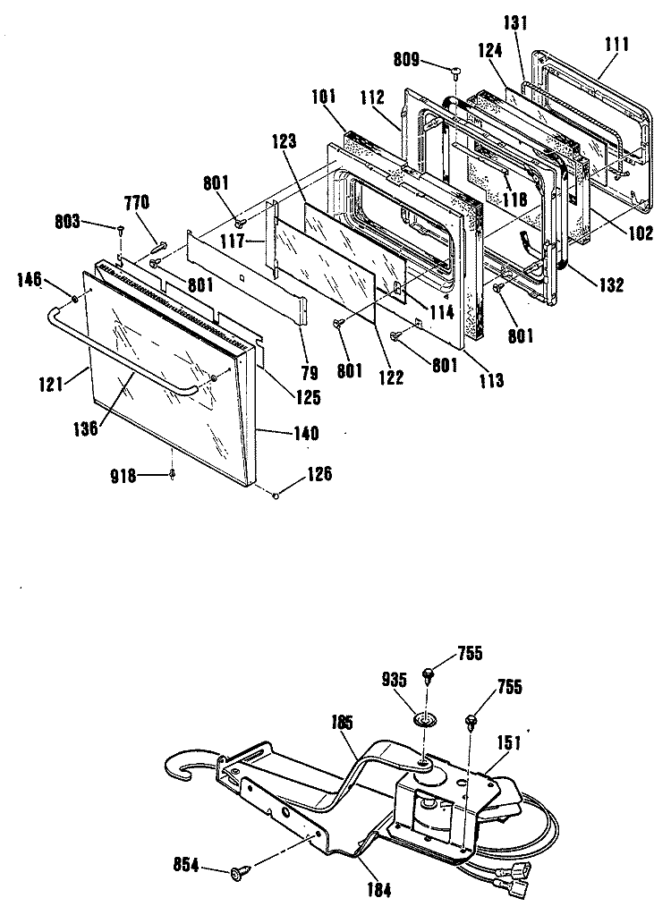 Section Diagram and Parts List for JKP13GP4BG  General Electric Wall Oven