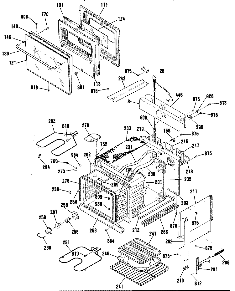 Section Diagram and Parts List for JMS08GR2AD  General Electric Range
