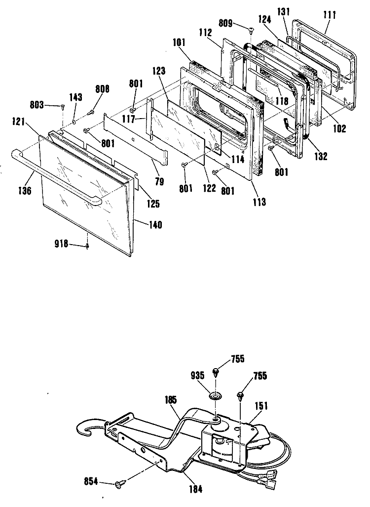 Section Diagram and Parts List for ZEK754GP4BG  General Electric Wall Oven