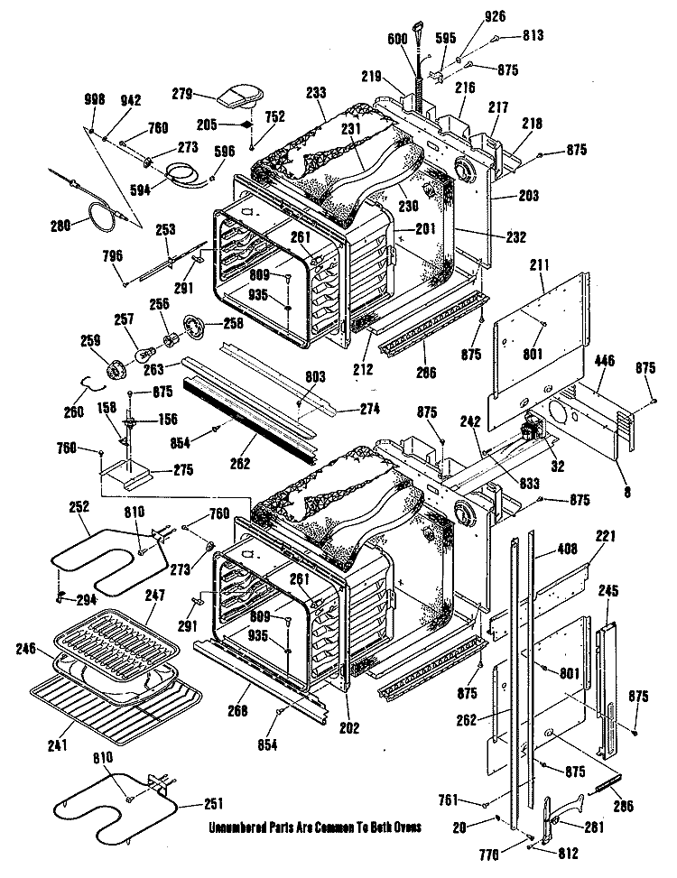Section Diagram and Parts List for ZEK754GP4BG  General Electric Wall Oven