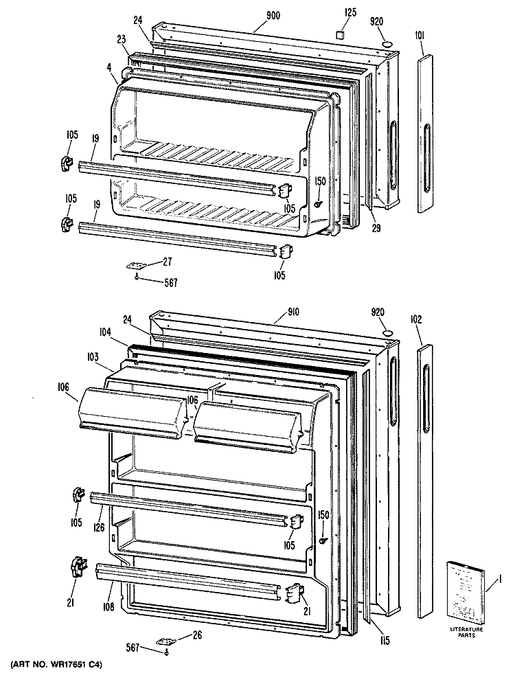 Section Diagram and Parts List for TBX14SYSJRAD  General Electric Refrigerator