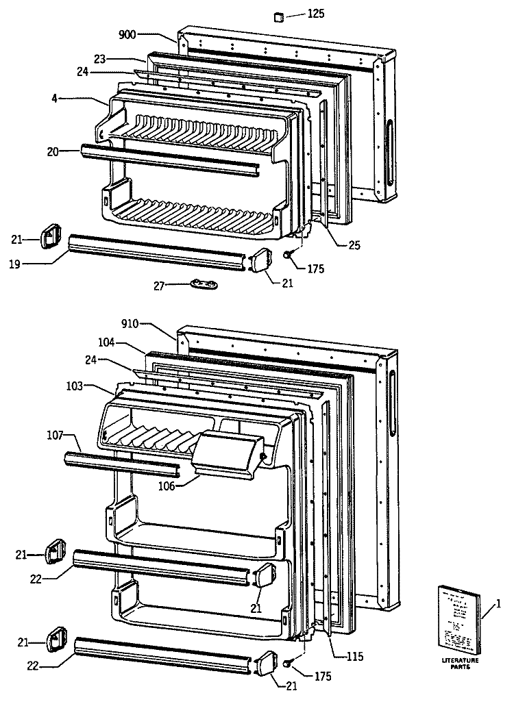 Section Diagram and Parts List for TDE13SNSBRWH  General Electric Refrigerator