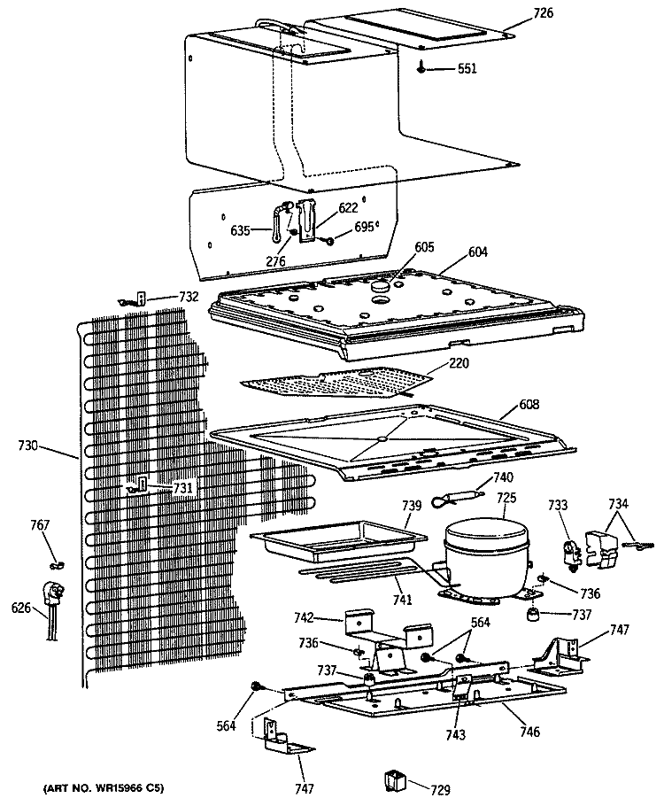 Section Diagram and Parts List for TDE13SNSBRWH  General Electric Refrigerator