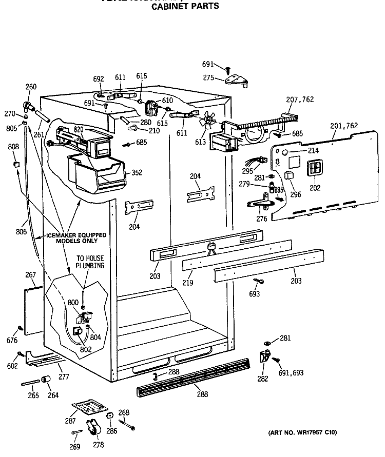 CABINET PARTS Diagram and Parts List for TBX24JASHRWH  General Electric Refrigerator