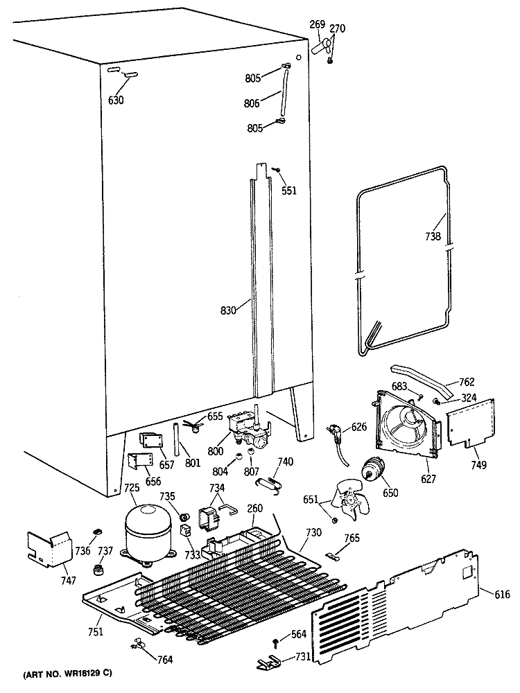 Section Diagram and Parts List for TFG24PRSCAA  General Electric Refrigerator