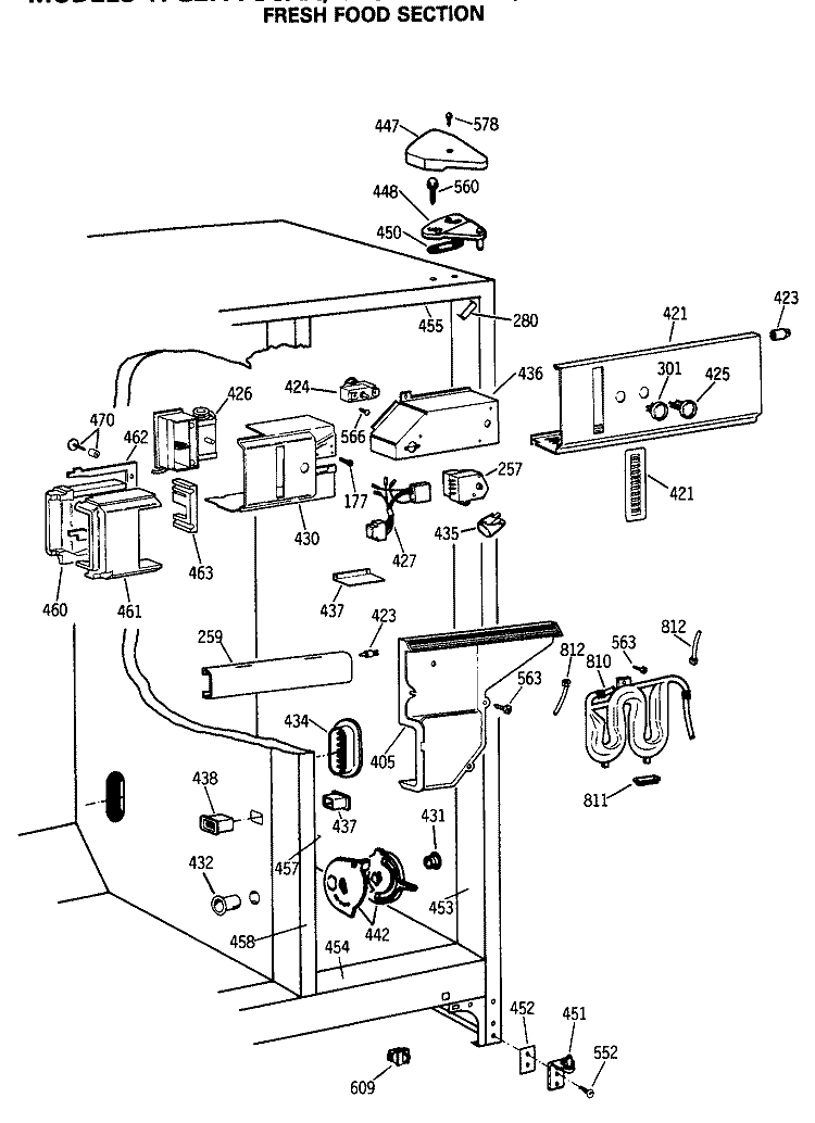 FRESH FOOD SECTION Diagram and Parts List for TFG27PFSCAA  General Electric Refrigerator
