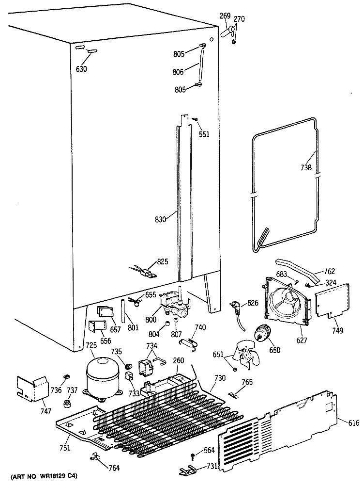 Section Diagram and Parts List for TFG27PFSCAA  General Electric Refrigerator