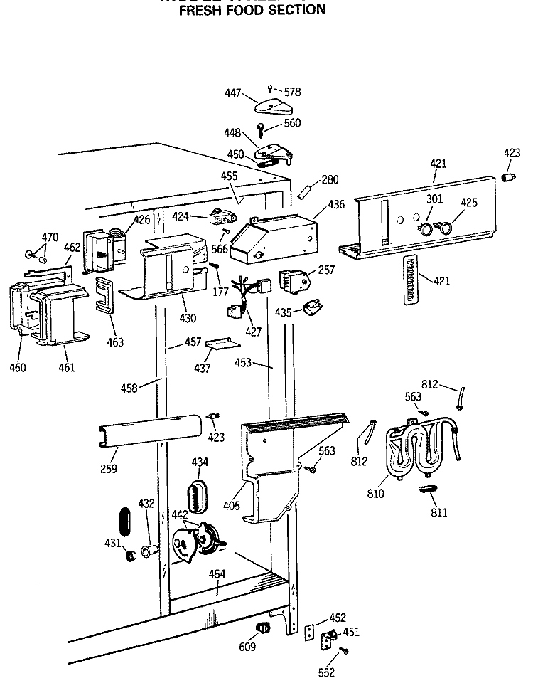FRESH FOOD SECTION Diagram and Parts List for TFK22PRSCAA  General Electric Refrigerator