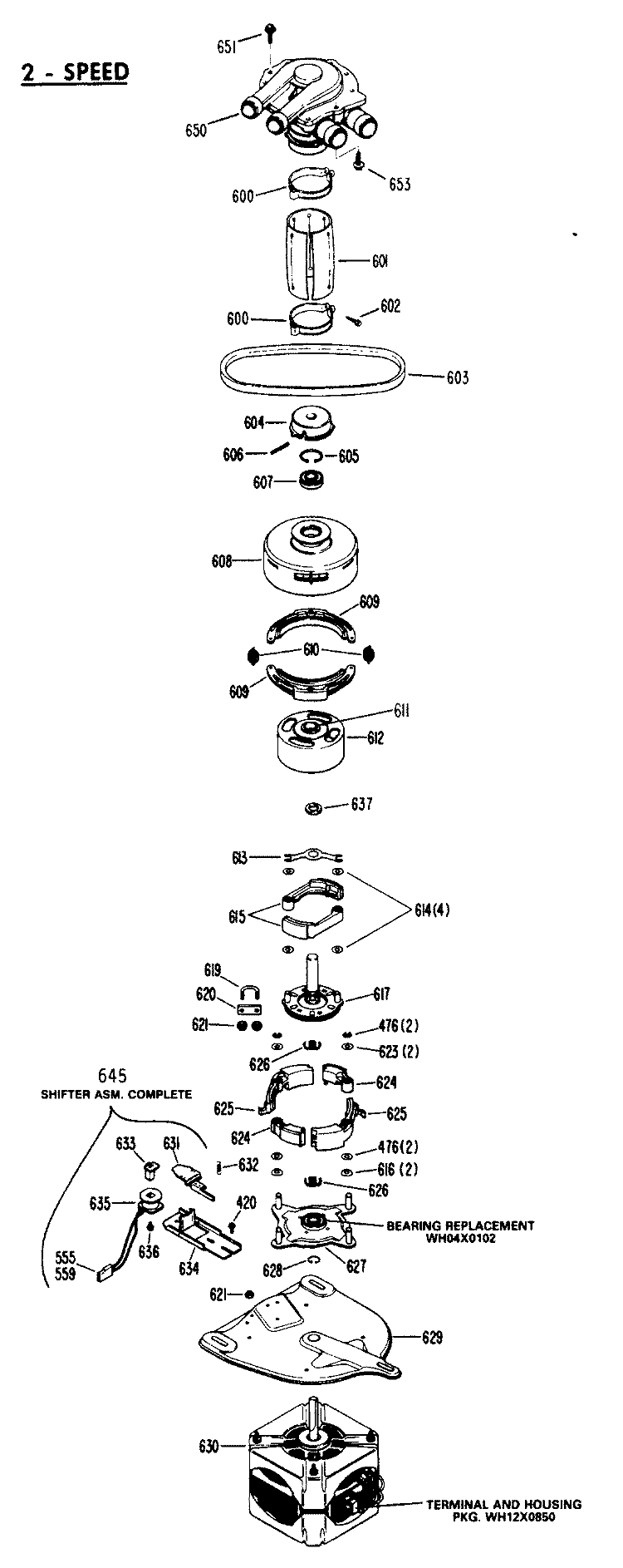 2 - SPEED Diagram and Parts List for WWA8650SALAA  General Electric Washer