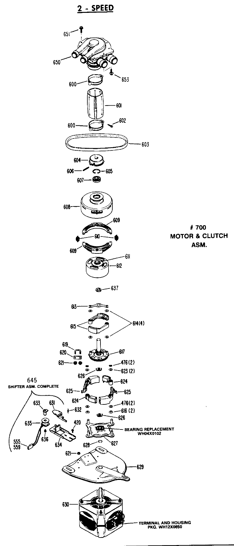 2 - SPEED Diagram and Parts List for WWA8695SBLAA  General Electric Washer