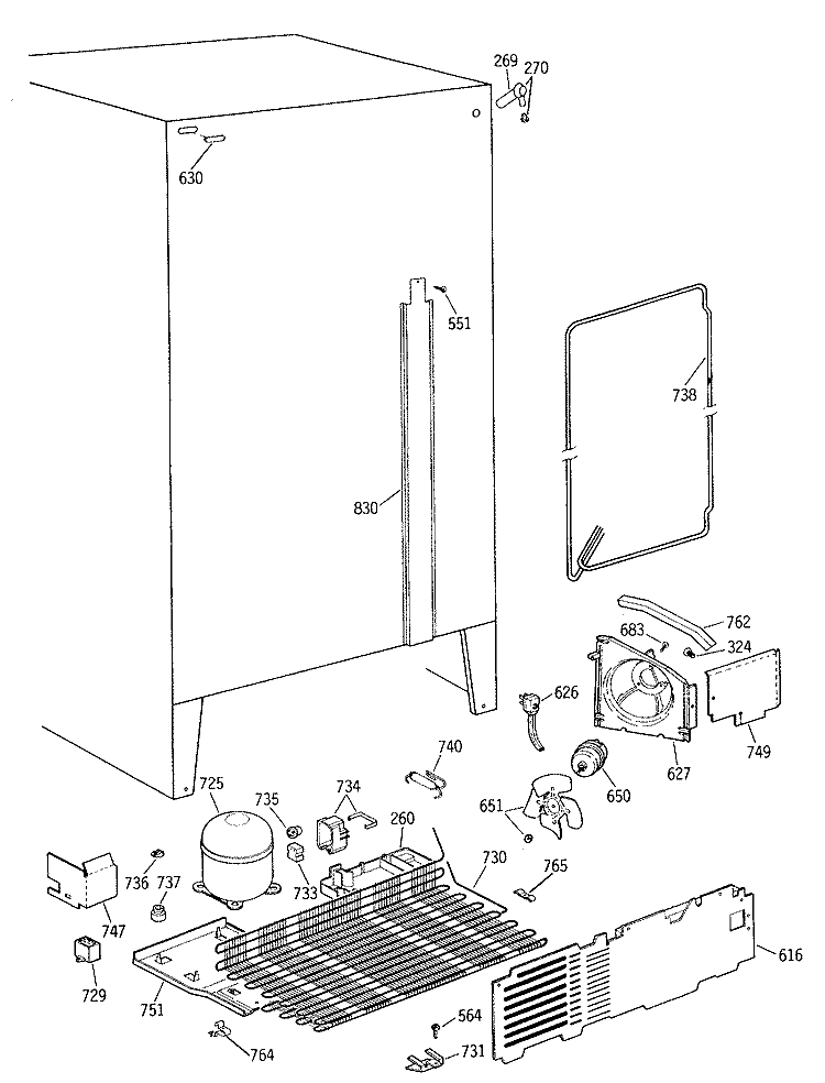 Section Diagram and Parts List for TFX20SASMAD  General Electric Refrigerator