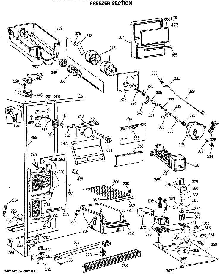 FREEZER SECTION Diagram and Parts List for TFX24JRSMAD  General Electric Refrigerator