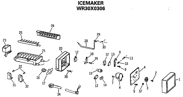 ICEMAKER Diagram and Parts List for TFX24ZRSMBB  General Electric Refrigerator