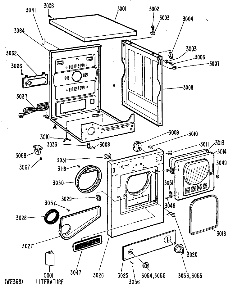 Section Diagram and Parts List for DDP1370SBM  General Electric Dryer