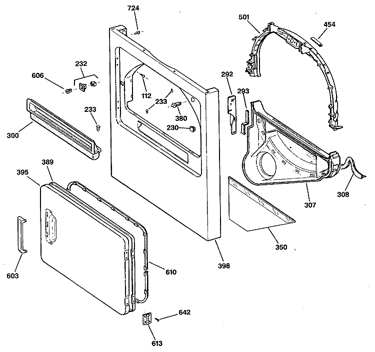 Section Diagram and Parts List for DDC5400SDLAD  General Electric Dryer