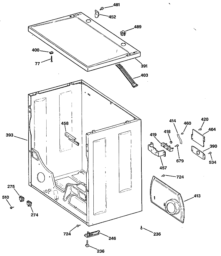 Section Diagram and Parts List for DDC5400SDLAD  General Electric Dryer