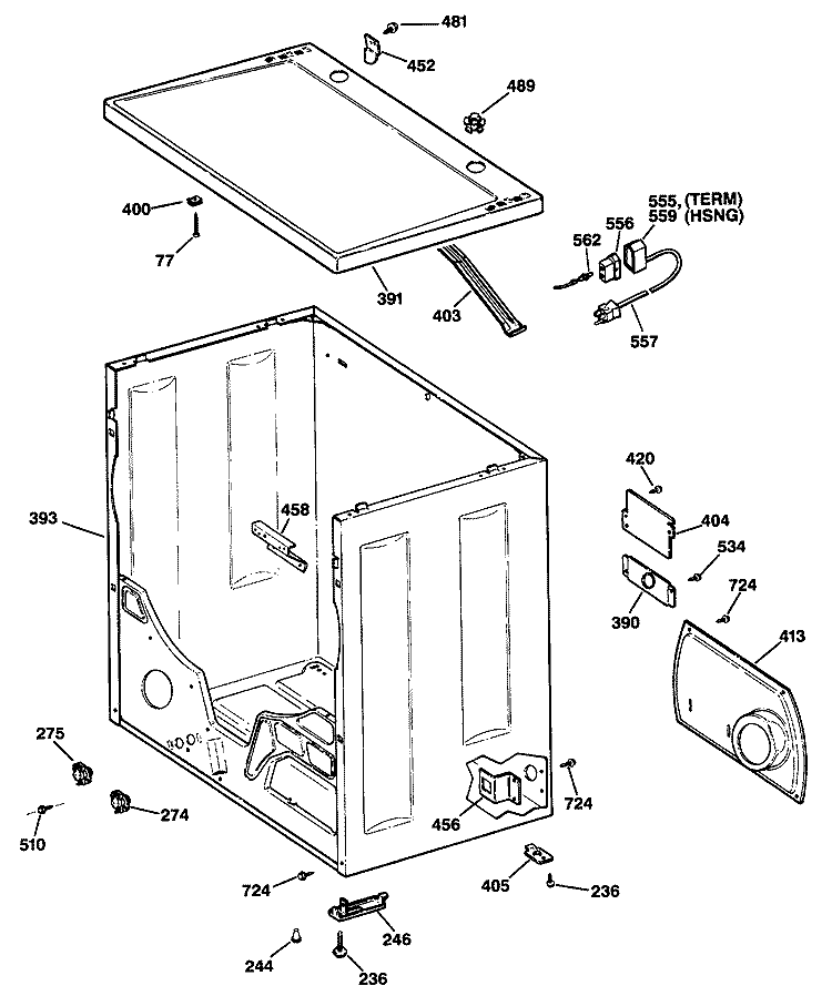 Section Diagram and Parts List for DDC6400SCLAD  General Electric Dryer
