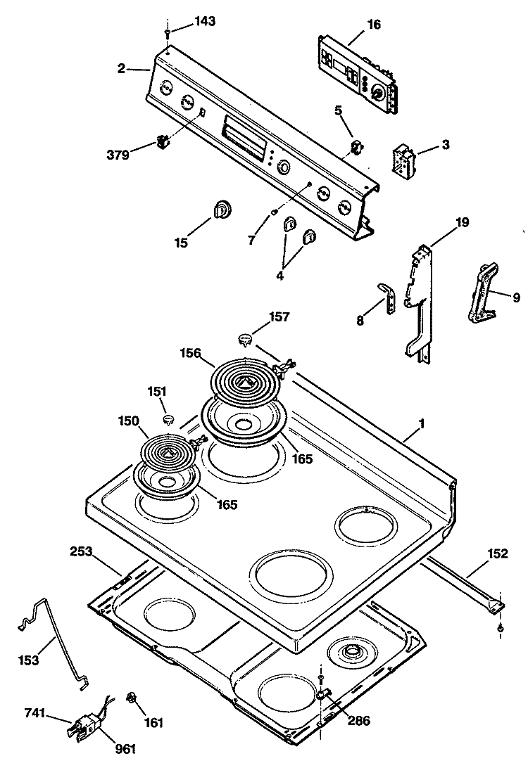 Section Diagram and Parts List for JBP45WS2  General Electric Range