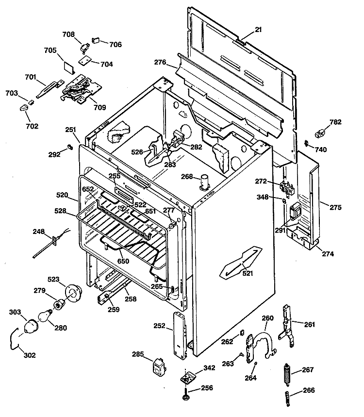 Section Diagram and Parts List for JBP47GS2  General Electric Range