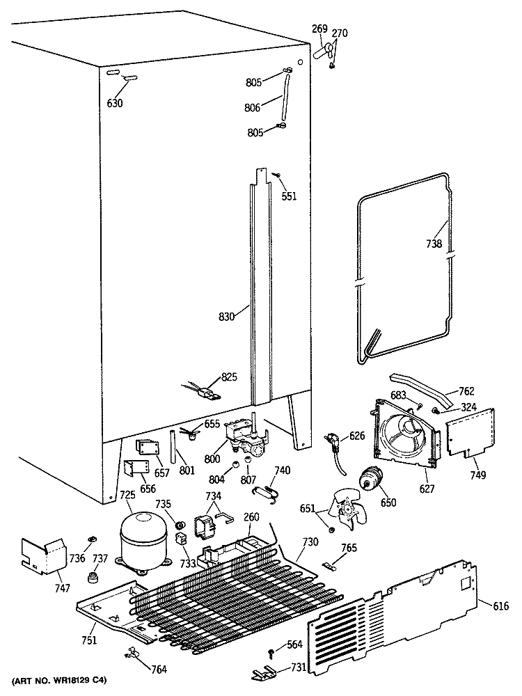 Section Diagram and Parts List for TFG27PFSMAA  General Electric Refrigerator