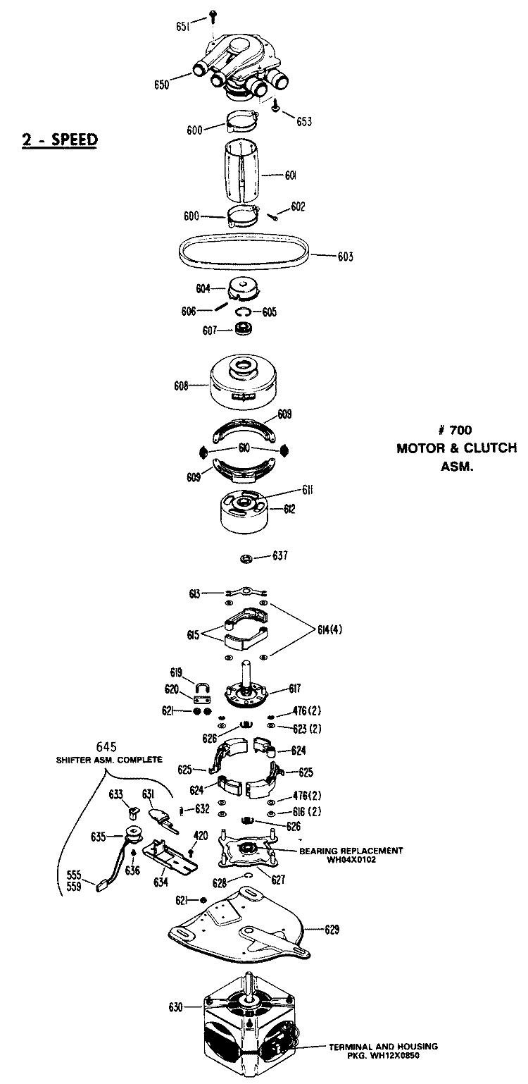 2 - SPEED Diagram and Parts List for WWA8650SBLAA  General Electric Washer