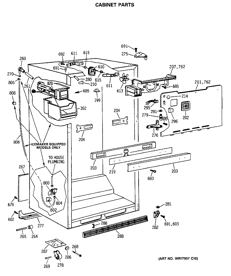 CABINET PARTS Diagram and Parts List for TBX22JITMRWH  General Electric Refrigerator