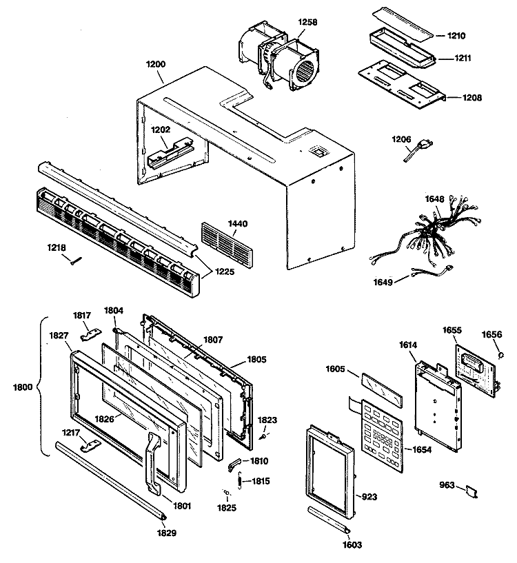 Section Diagram and Parts List for JVM250BV01  General Electric Microwave