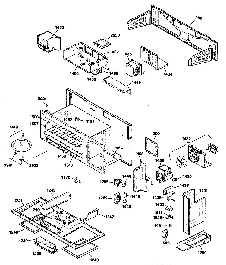 Section Diagram and Parts List for JVM240BV01  General Electric Microwave