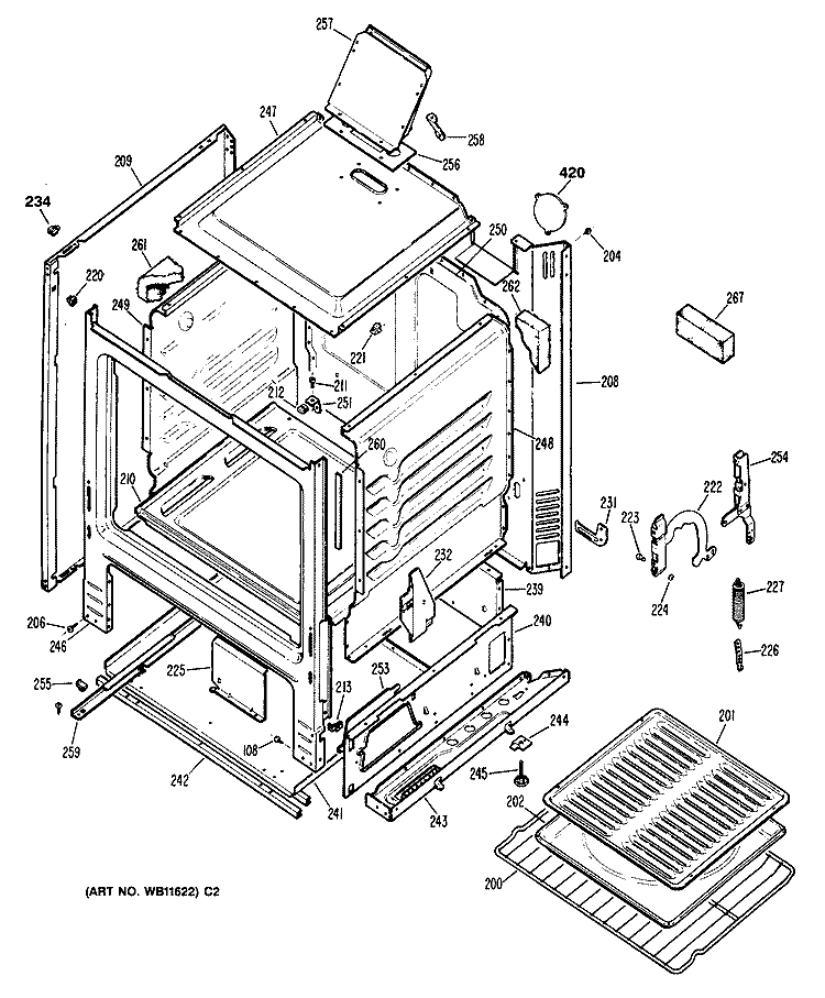 Section Diagram and Parts List for JGBS04PR4  General Electric Range