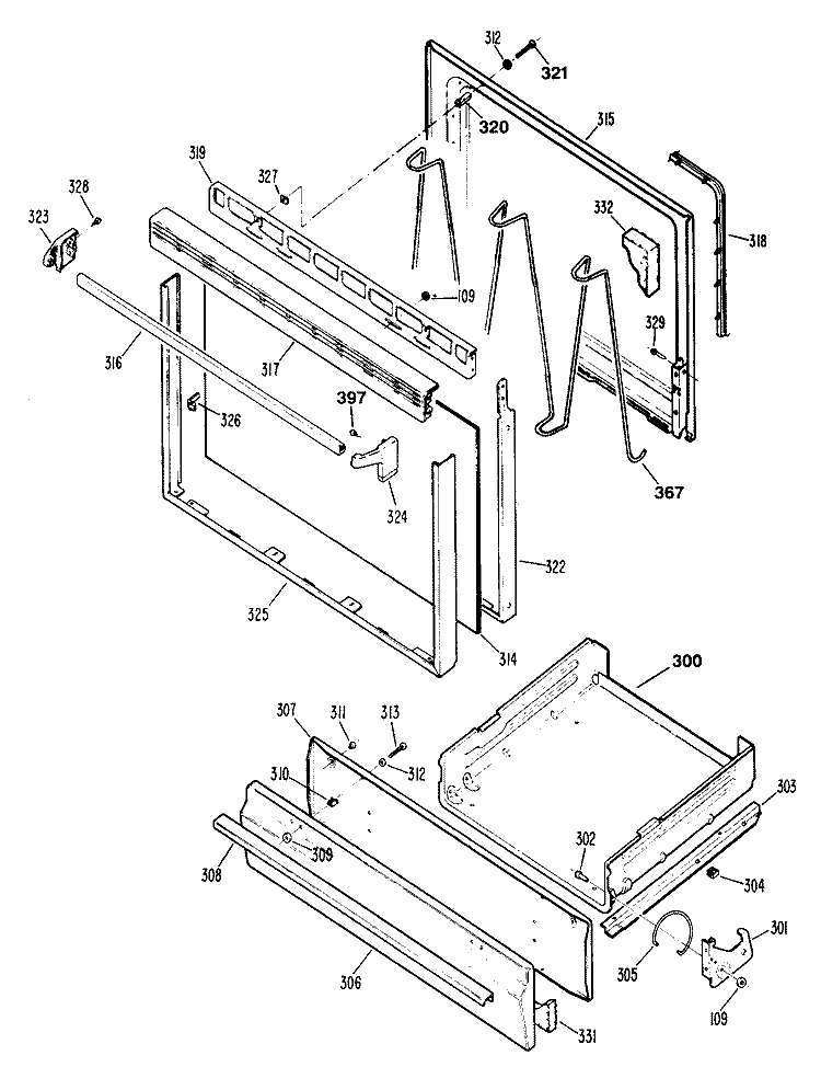 Section Diagram and Parts List for JGBS12GER5  General Electric Range
