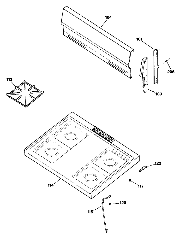 Section Diagram and Parts List for JGBS04GPR4  General Electric Range