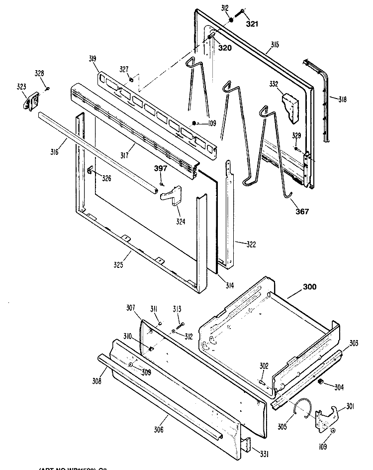 Section Diagram and Parts List for JGBS04GPR4  General Electric Range