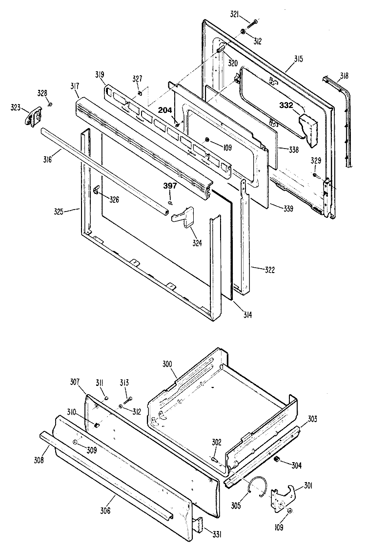 Section Diagram and Parts List for JGBS14GES2  General Electric Range