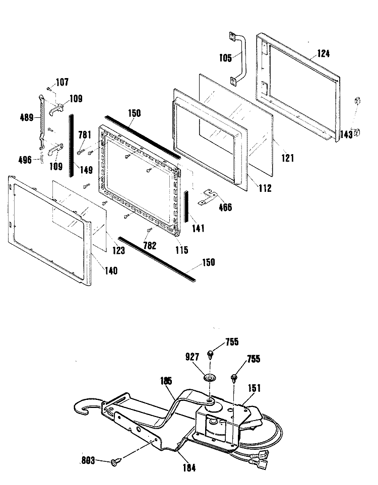 Section Diagram and Parts List for JKP64GP3BG  General Electric Microwave Oven Combo