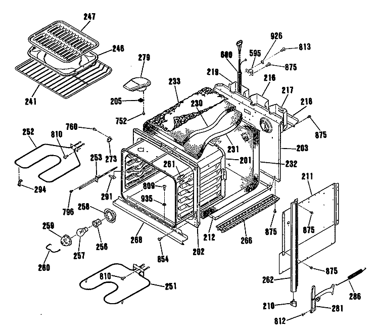 Section Diagram and Parts List for JKP14WT1WW  General Electric Wall Oven