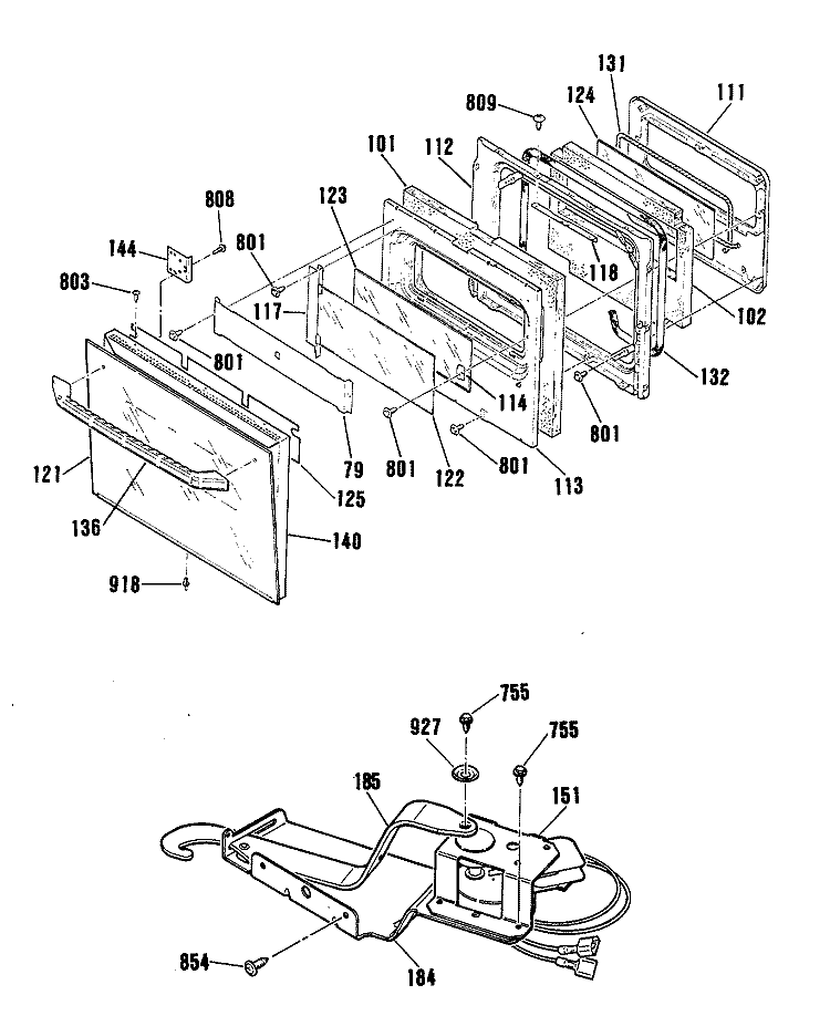 Section Diagram and Parts List for JMP29GT1BB  General Electric Range