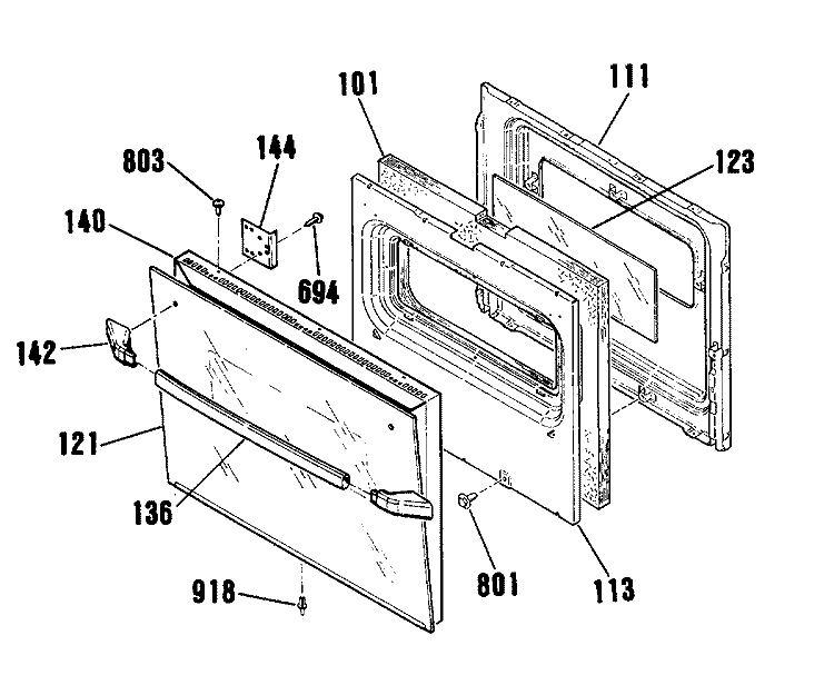 Section Diagram and Parts List for JMS08GT1AD  General Electric Range