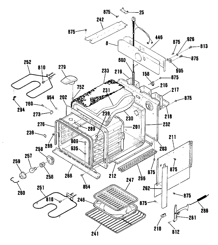 Section Diagram and Parts List for JMS08GT1AD  General Electric Range