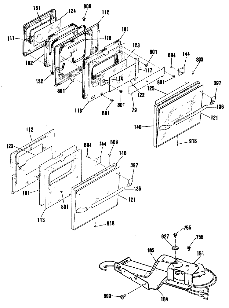 Section Diagram and Parts List for JRP24GT1BB  General Electric Wall Oven