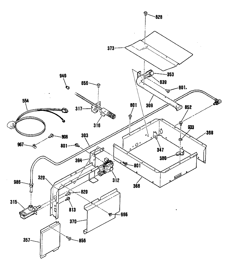 Section Diagram and Parts List for JGRS14GET2BB  General Electric Range